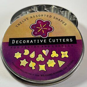 Williams Sonoma Decorative Cutters Pastry Cookies 12 Assorted Shapes Mini w/ Can